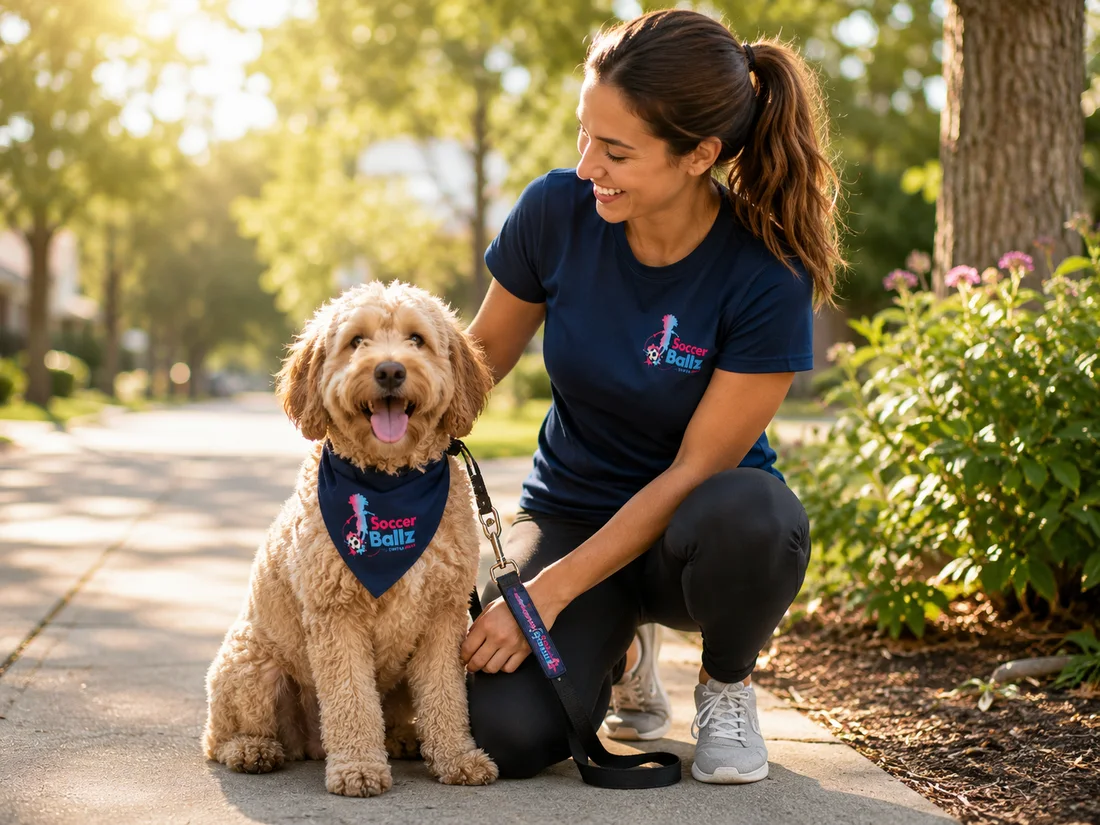Soccer Ballz pet care with a happy dog